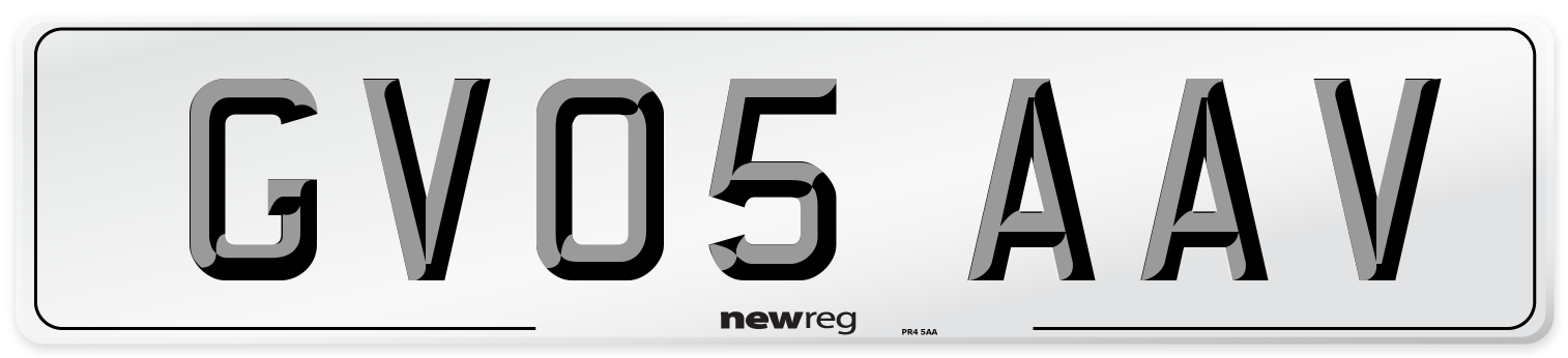 GV05 AAV Number Plate from New Reg